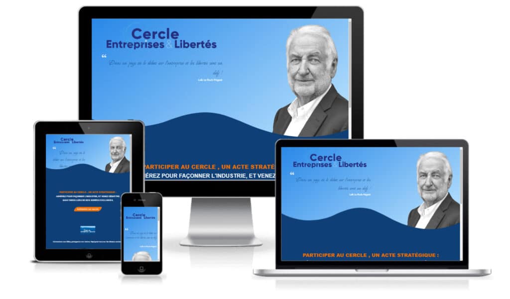 Site Cercle Entreprises Libertés sur ordinateur, tablette et téléphone